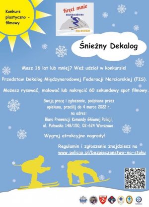 ulotka dotycząca konkursu Śnieżny dekalog, na której zawarte są informacje zamieszczone w komunikacie