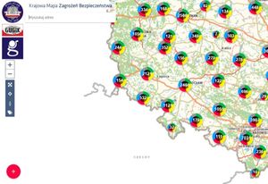 Zrzut ekranu z aplikacji Krajowa Mapa Zagrożeń Bezpieczeństwa