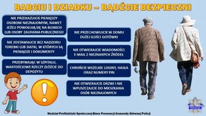 Na grafice widzimy ulotkę informacyjną w ramach bezpieczeństwa osób starszych.